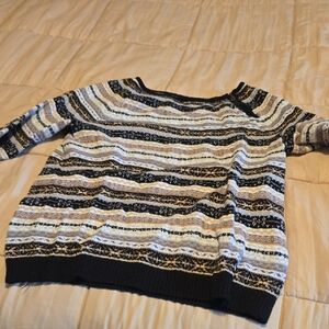 Tommy Hilfiger Women's Striped Sweater - Black, White, Tan